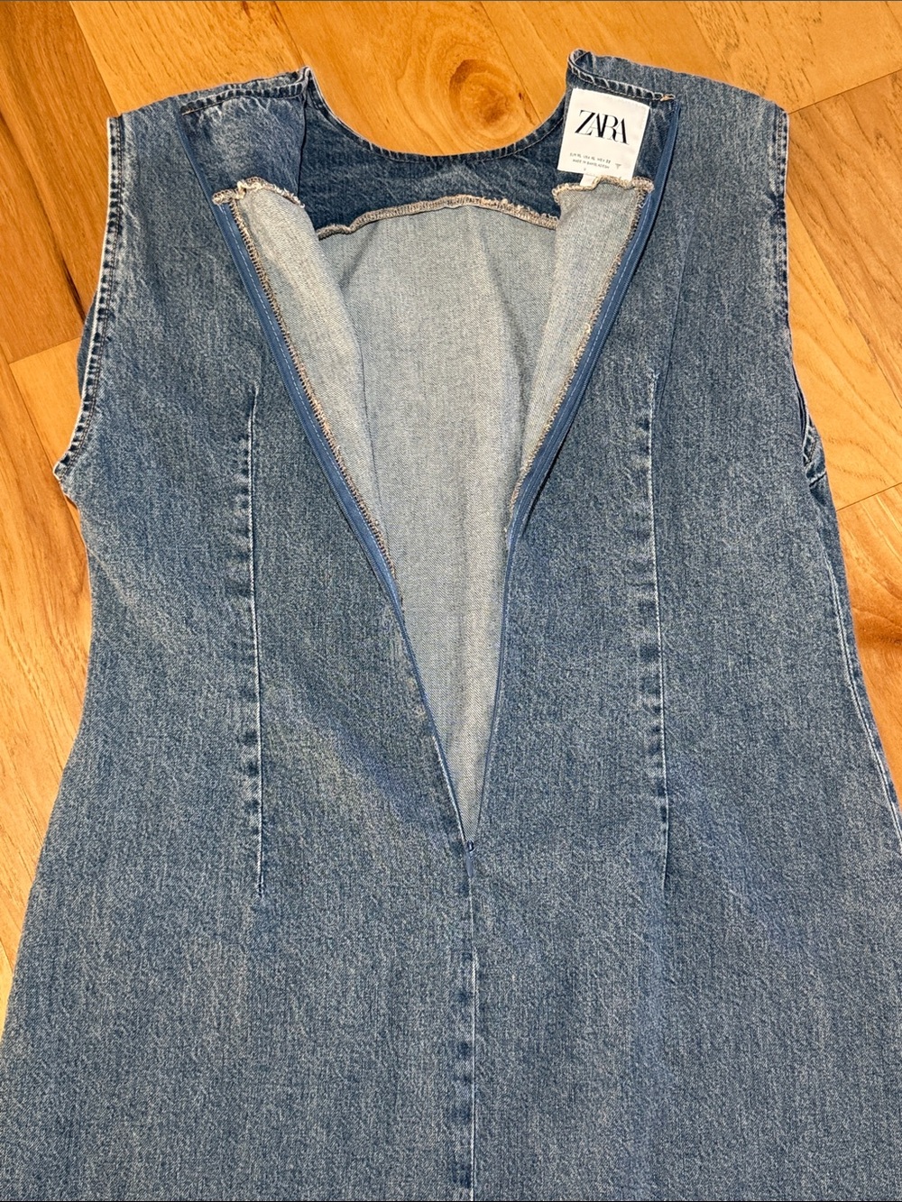ZARA Sleeveless Denim Midi Dress - Picture 9 of 11